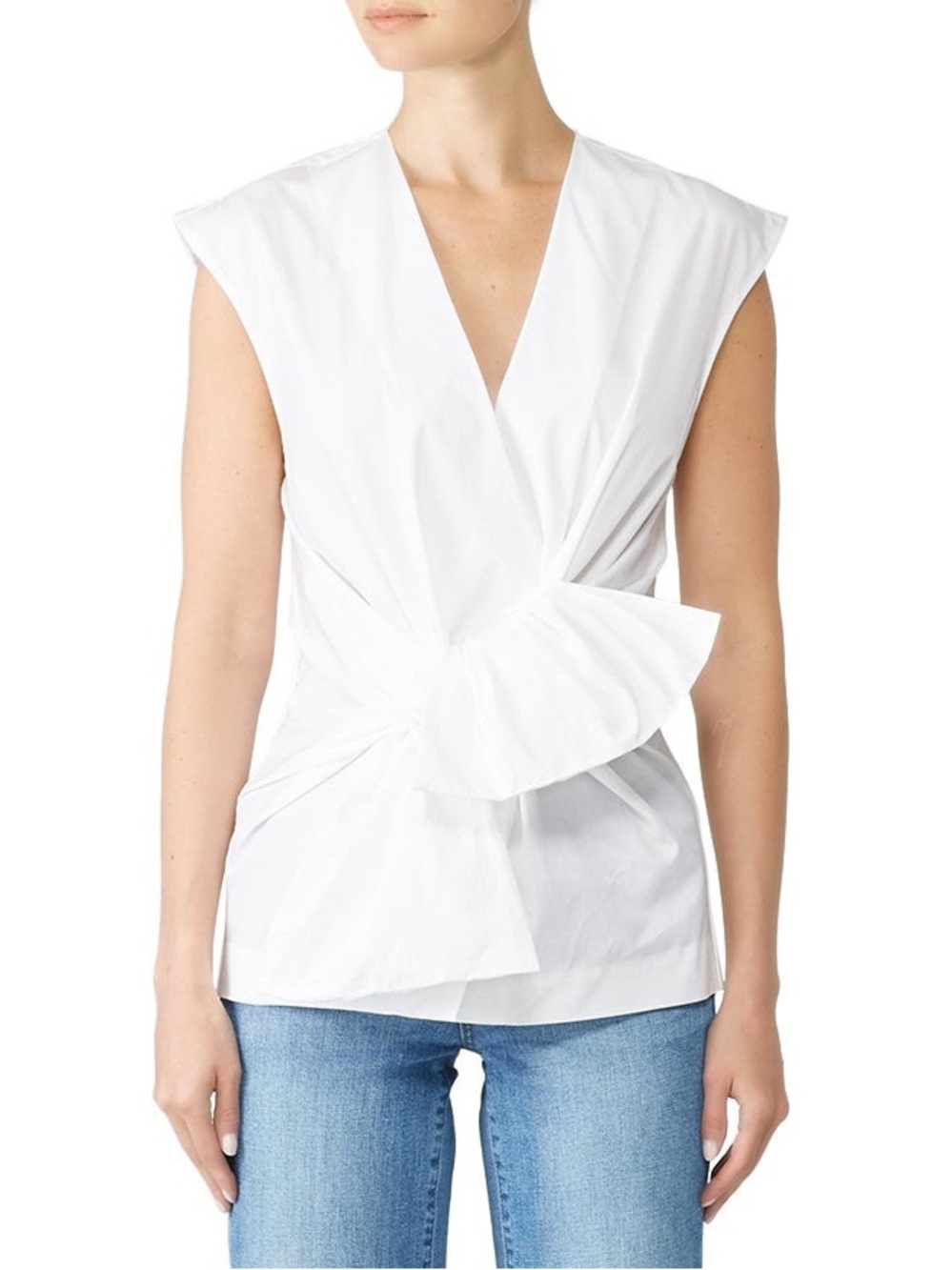 Diane von Furstenberg DVF White Cotton Waist Tie Blouse Size Medium